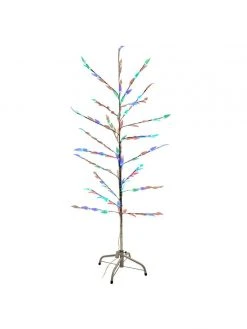 Everbright Trading Inc Decor Silver 58" Retro Artificial Christmas Tree W/ Light Up Leaves