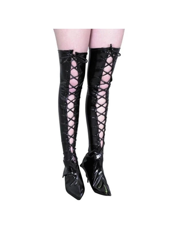 Charades Adult Vinyl Lace-Up Thigh High Boot Covers 3 Charades Adult Vinyl Lace-Up Thigh High Boot Covers