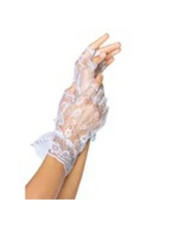 Be Wicked Adult White Fingerless Lace Gloves