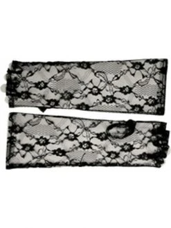 Be Wicked Adult Elbow Length Fingerless Black Lace Gloves