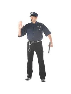California Costume Co. Adult Costumes Adult Plus Size Cop Shirt And Hat Costume
