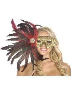 Be Wicked Adult Black And Red Feather Carnival Eyemask