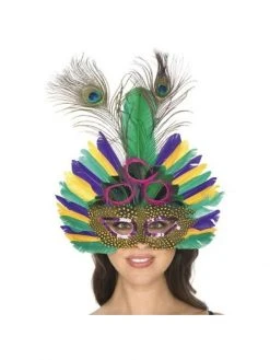 Be Wicked Masks Adult Mardi Gras Peacock Feather Mask
