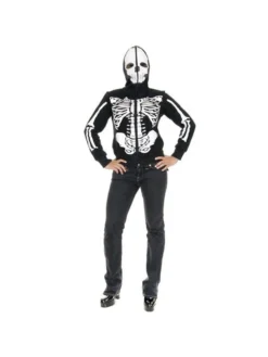 Charades Adult Women's Black And White Skeleton Hoodie