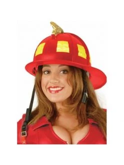 Charades Red Firefighter Costume Helmet