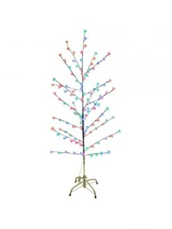 Everbright Trading Inc Silver 58" Retro Artificial Christmas Tree W/ Light Up Bells