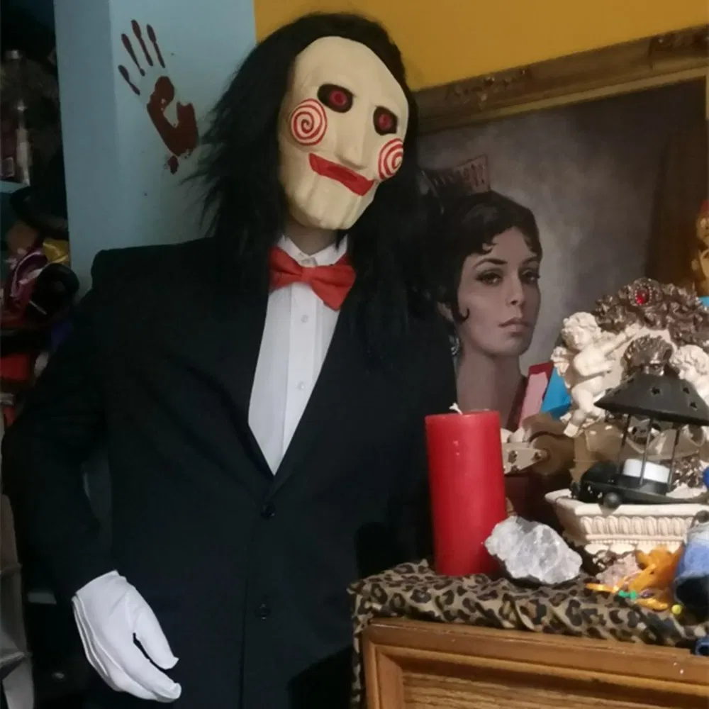 COSTUMEISH Halloween Strore 22 COSTUMEISH Halloween Strore -COSTUMEISH Halloween Strore halloween party costume latex horror saw mask movie horror the puppet jigsaw full head mask fancy dress party accessories